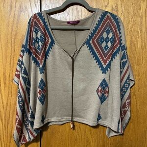 Bohemian Patterned Poncho - Multicolor